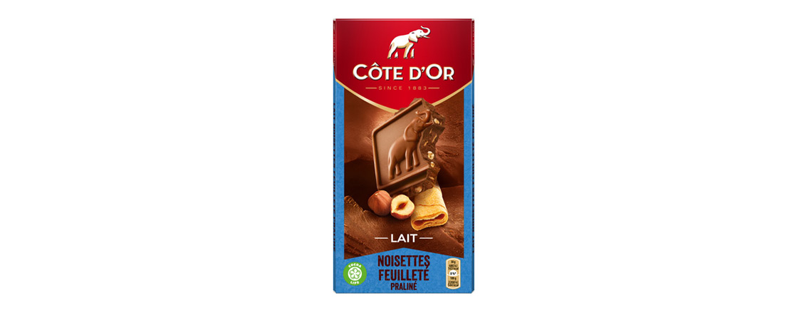 Chocolat côte d’Or Lait Noisettes Feuilleté Praliné
