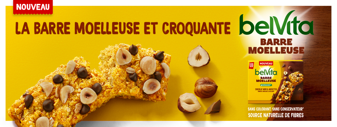 Une barre de céréales sur un fond jaune 