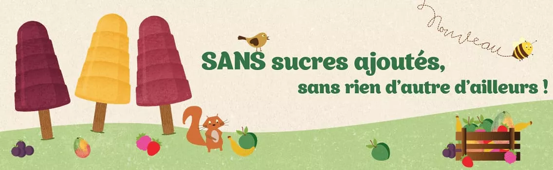 Glaces PurFruit sorbet plein fruit sans sucres ajoutés bâtonnet enfant