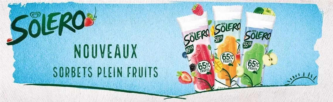 Solero sorbets plein fruits pomme mangue fruits rouges seulement 55kcal