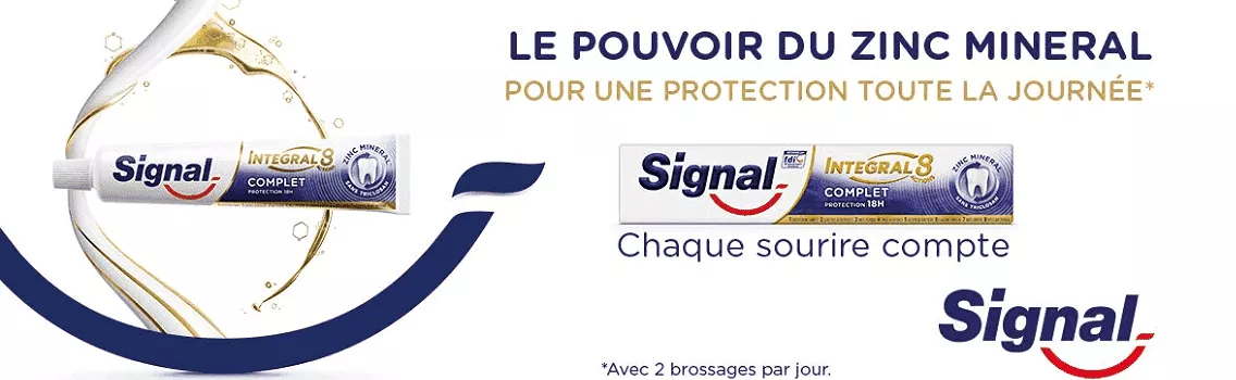 Signal Intégral 8 dentifrice complet zinc minéral antibactérien protection dents gencives 