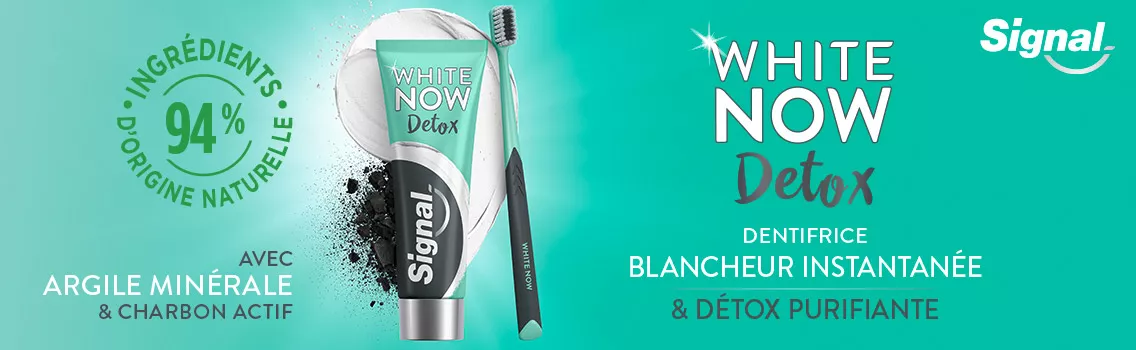 Signal White Now Detox dentifrice blancheur détox purifiante argile minérale charbon actif ingrédients naturels