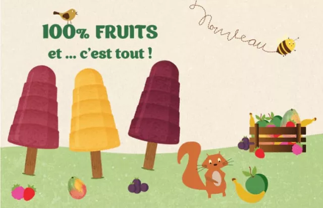 Glaces PurFruit sorbet plein fruit bâtonnet enfant 100% fruit