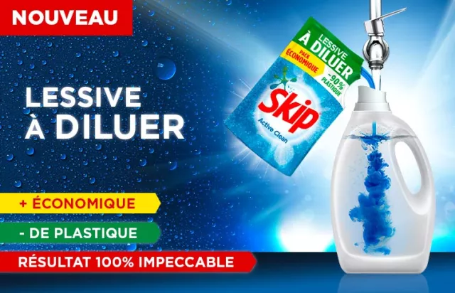 SKIP LESSIVE A DILUER NOUVEAU INNOVATION ECONOMIQUE ECOLOGIQUE PRATIQUE