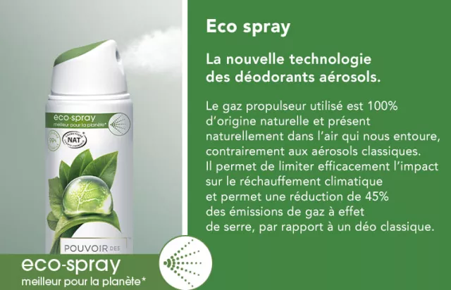 Déodorants éco-spray nouvelle technologie gaz origine naturelle Dove Pouvoir des Plantes soin efficacité Dove