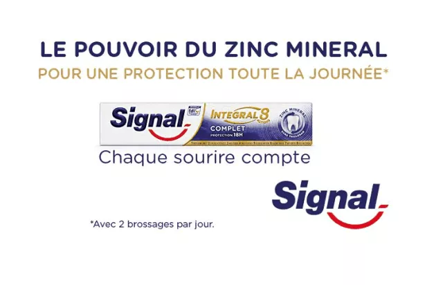 Signal Intégral 8 dentifrice complet zinc minéral antibactérien protection dents gencives 