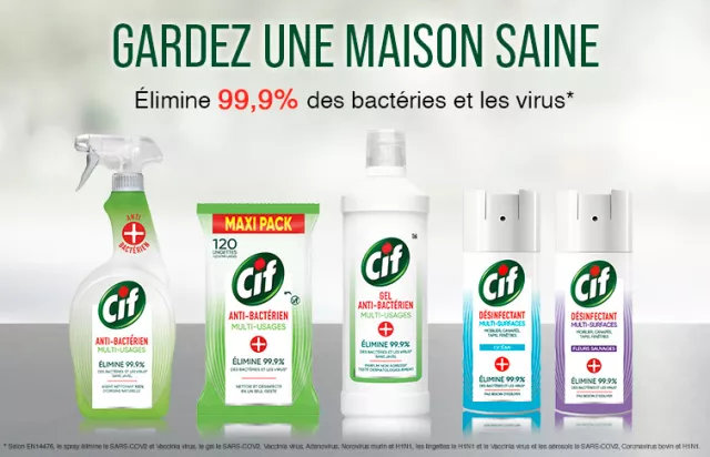 Cif Nettoyant Antibatérien spray, lingette et aérosol