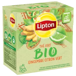 Lipton thé vert bio gingembre citron vert sachet pyramid