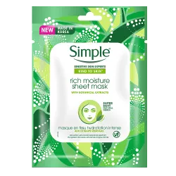 Masque en tissu hydratation intense Simple