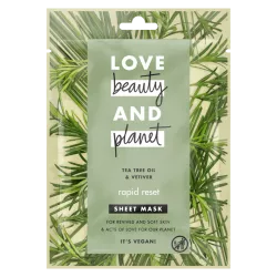 masque tissus visage détox Love Beauty and Planet arbre à thé vétiver purifiant vegan