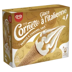 •	Cornetto Glace à l'Italienne Vanille & Caramel Salé cône soft crémeux onctueux