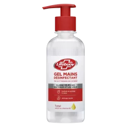 Lifebuoy Gel Désinfectant hydroalcoolique mains. Élimine 99,9% bactéries virus. Format pompe 250ml. N°1 Mondial hygiène.