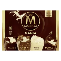 Magnum Mania multi pack Classique Amande Blanc chocolat glace vanille croquant plaisir