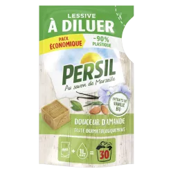 Persil Lessive à diluer Douceur d’Amande aux extraits de vanille Bio et au savon de Marseille.