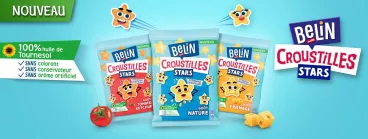 Les packs de Belin Croustilles Stars sur un fond bleu