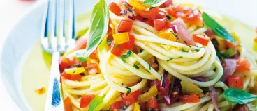 Spaghettis aux tomates multicolores