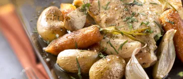Blanc de pintade rôti, carottes et pommes de terre avec Fruit d’Or® Doux