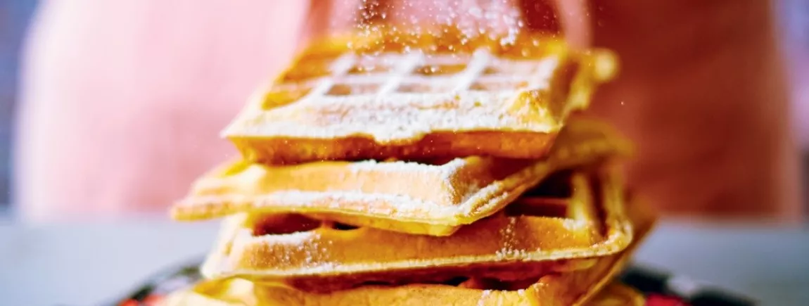 Délicieuses gaufres aux sucre Gaufres saupoudrées de sucre glace