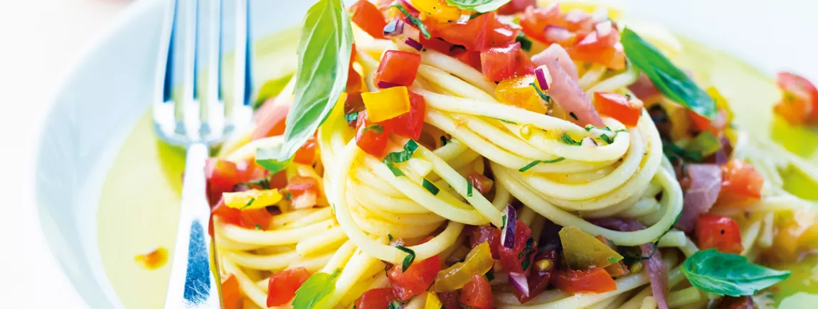 Spaghettis aux tomates multicolores