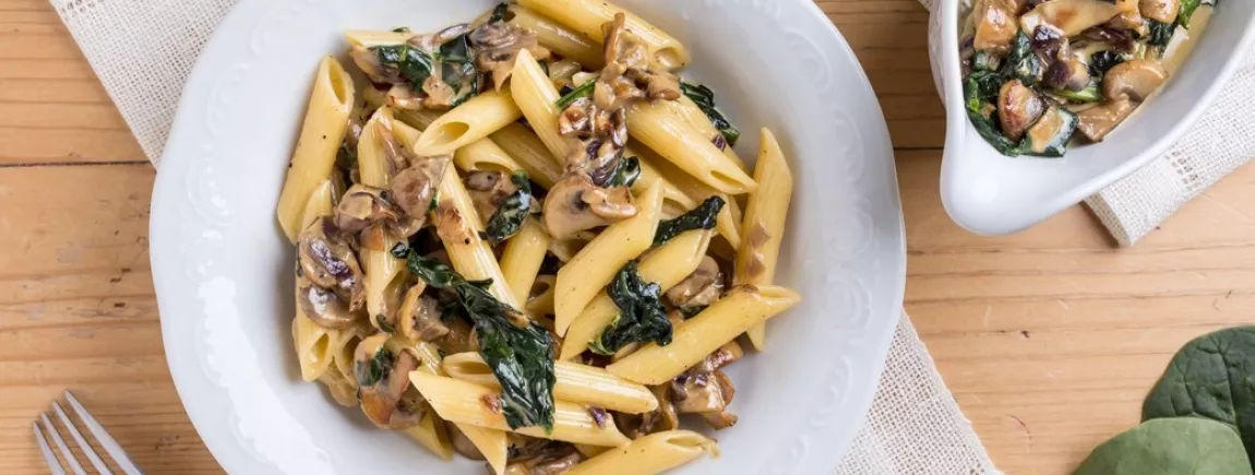 Penne aux champignons, avec Amora ® Des penne aux champignons avec Amora ®