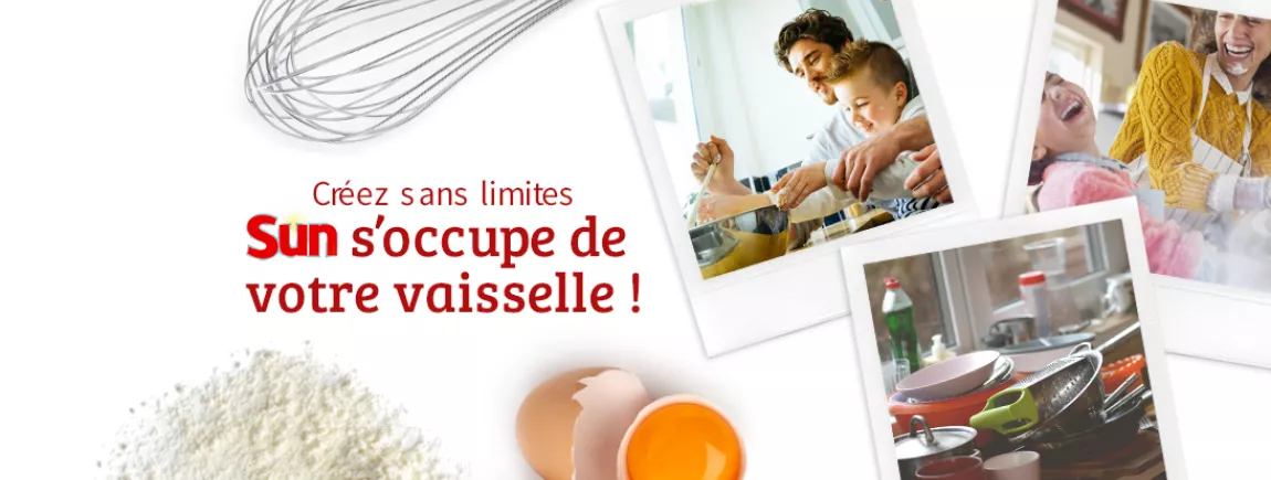Partagez de bons moments avec Sun Sun® s’occupe de votre vaisselle. A vous d’en profiter !