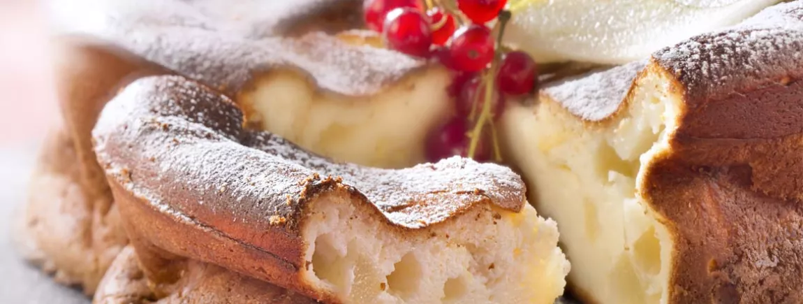 Gâteau au fromage blanc et aux poires avec Fleur de Maïs Maïzena®