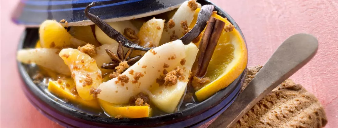 Tajine de fruits aux épices avec les biscuits Bastogne ® Tajine de fruits aux épices avec Bastogne® LU