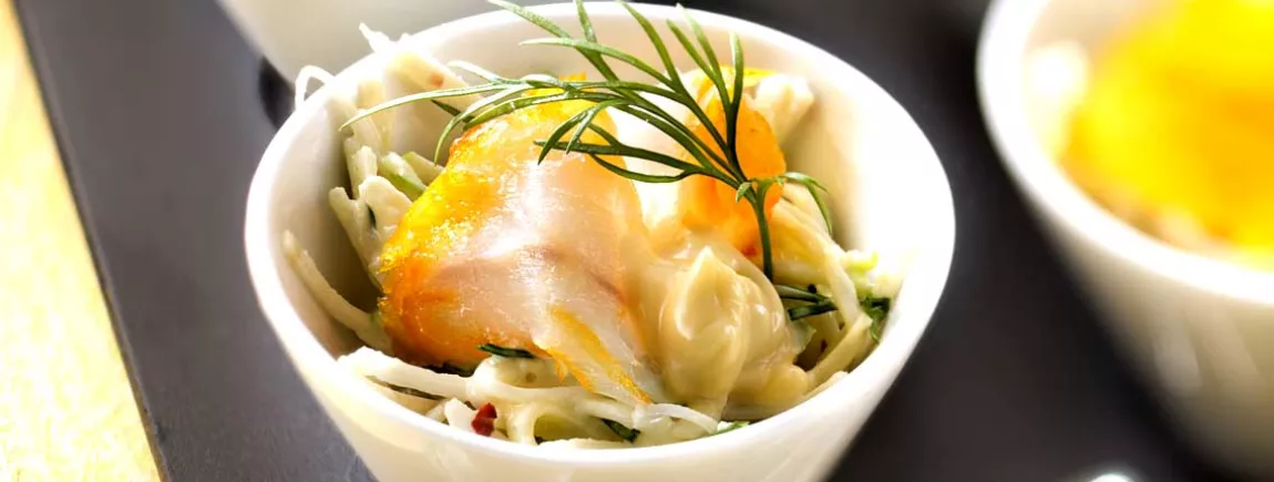Lunchbox detox : haddock fondant et céleri Rémoulade de céleri et pomme au haddock à la Mayonnaise de Dijon Amora ®