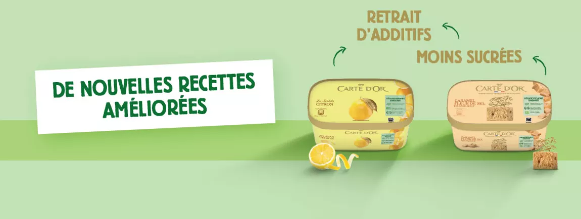 Nouvelle recette creme glacee glace sorbet moins de sucre lait creme carte d’or alimentation additifs controverses 