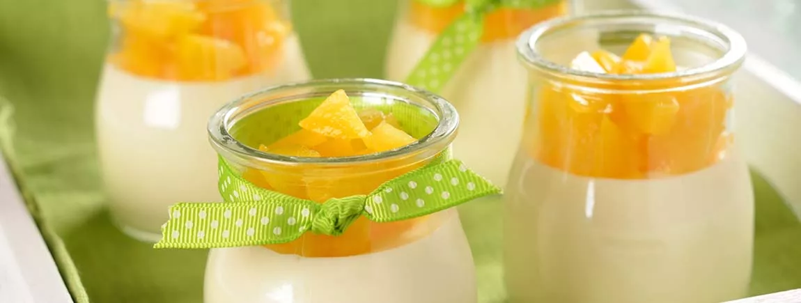 Panna cotta à la pêche avec Elephant® Panna cotta abricot pêche goyave avec Elephant®