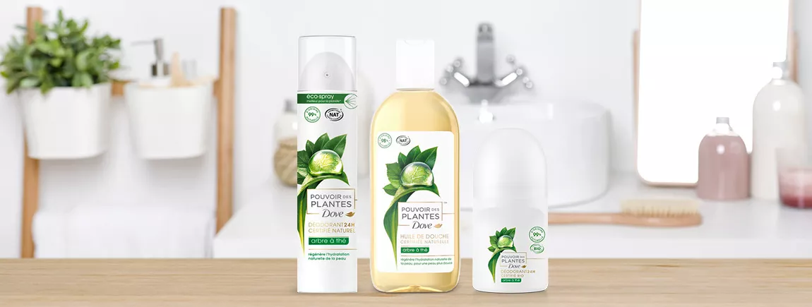 Découvrez Dove® Pouvoir des plantes, le soin certifié naturel Gamme Dove® Pouvoir des plantes