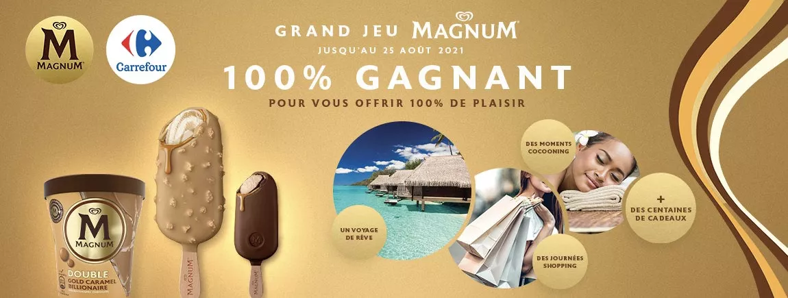 Jeu Magnum Gold Gourmand Glace 100% gagnant cadeaux plaisir