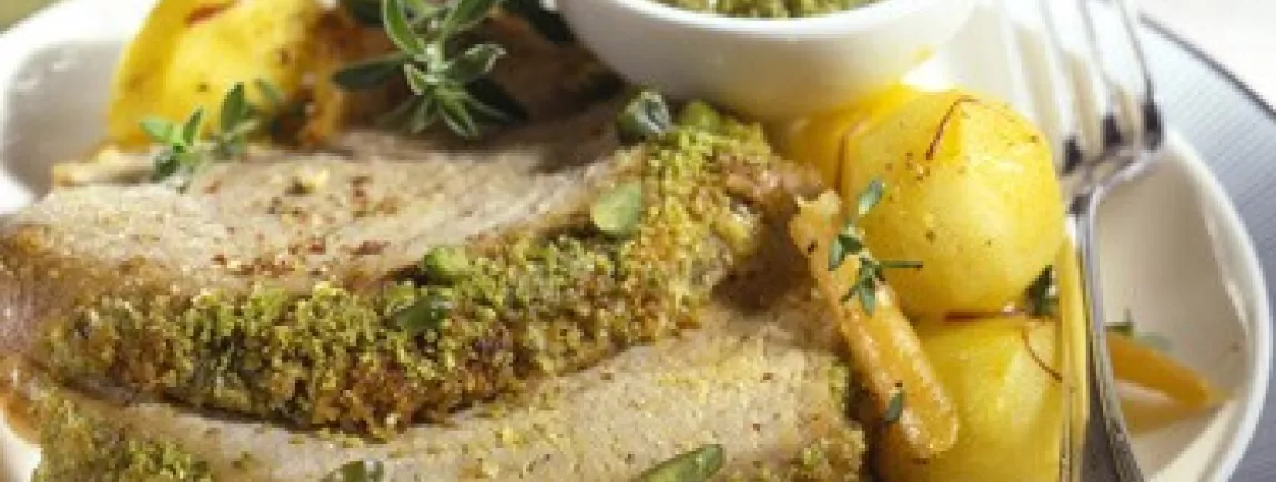 Carré de veau rôti, persillade à la moutarde amora
