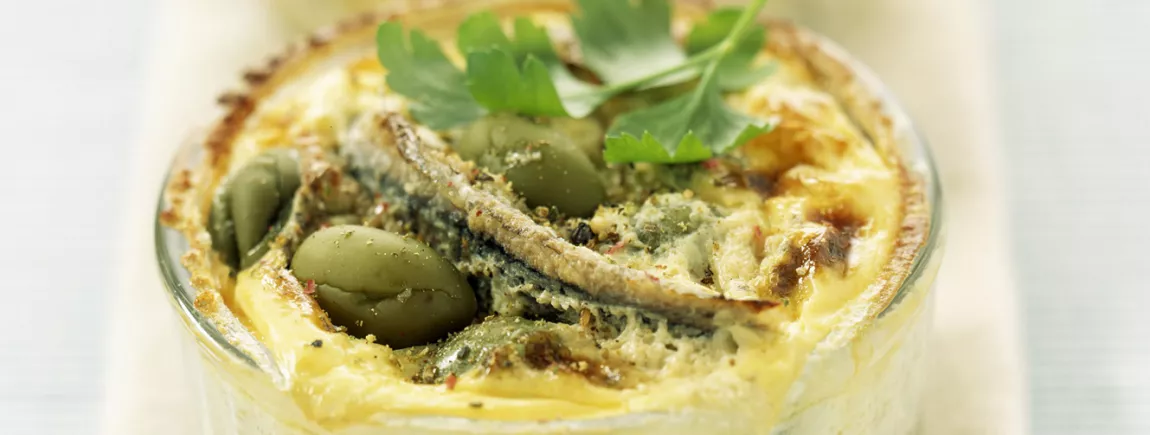 Clafoutis aux olives et anchois Clafoutis aux olives et anchois