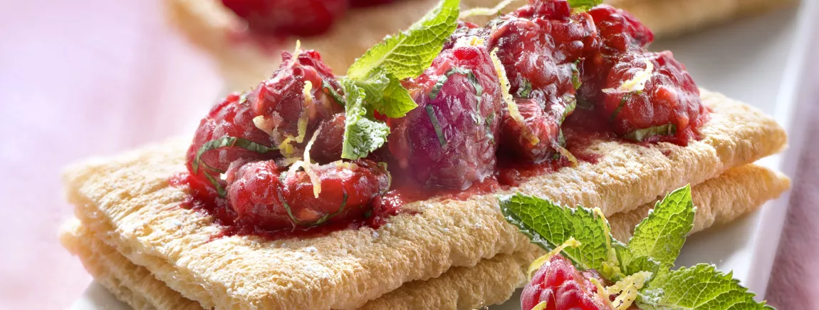 Cracotte ® aux framboises et à la menthe Cracotte® aux framboises et à la menthe